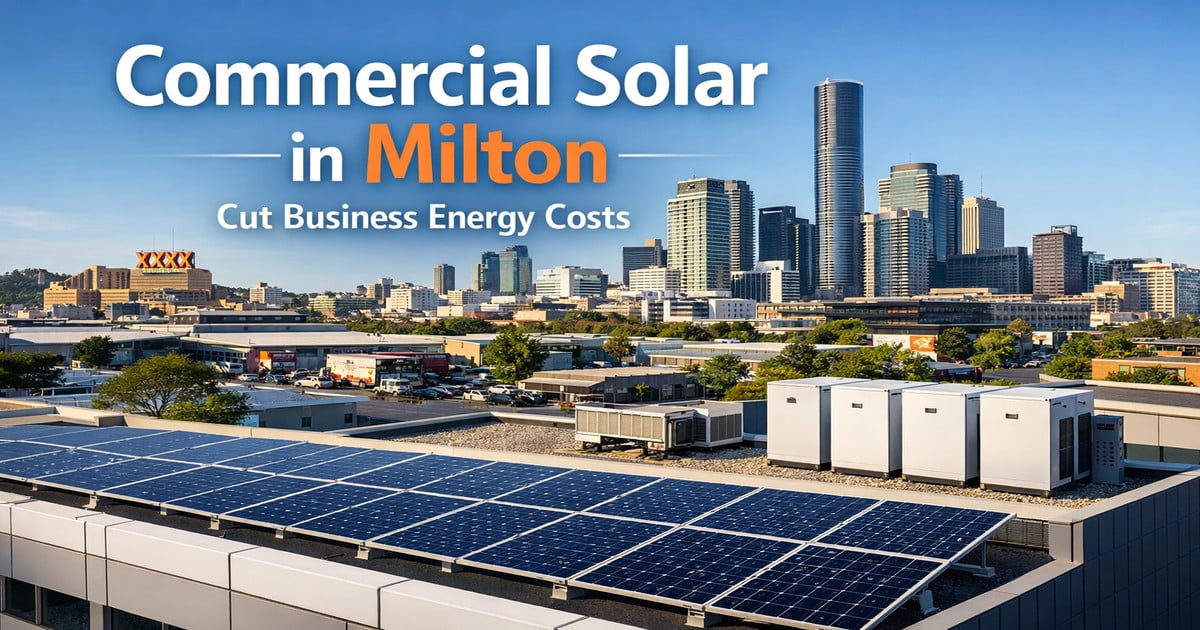 Commercial solar Milton panels installed on a business rooftop in Milton Brisbane