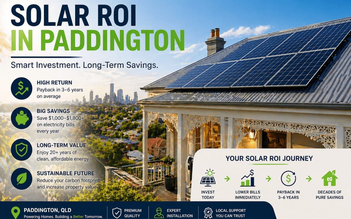 Solar ROI Paddington residential solar panels savings concept